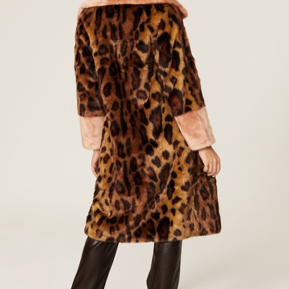 Unreal Fur Elegant Black and Cream Anima Print Trench -Medium - Picture 3 of 10